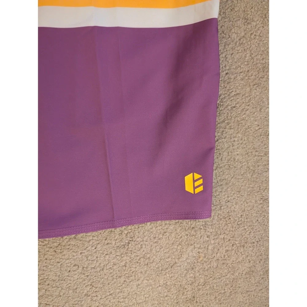 DCK Boardshorts NWT Elvis Purple Retro Stripe Mid Length Swim Trunks- Men's 34‎